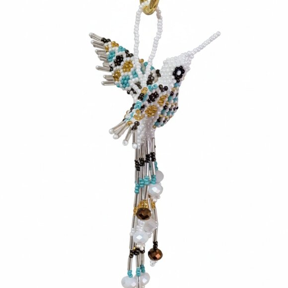 Colorful Beaded Hummingbird Accessory Bag Charm, Key Ring, Keychain Holiday Gift - Picture 5 of 6